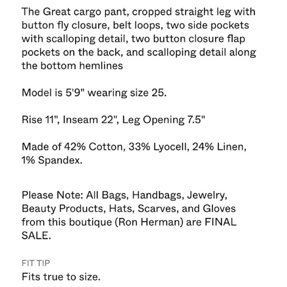 THE GREAT. Linen Cargo Straight Leg Cropped Pants - Picture 6 of 17